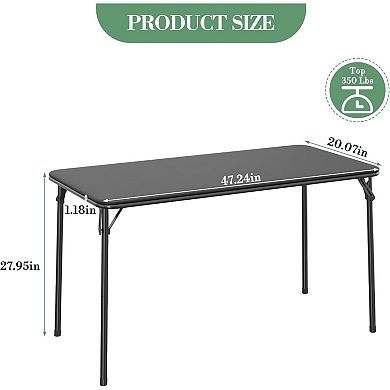 4ft Portable Folding Table with PU Leather Top, Heavy Duty Metal Legs for Indoor and Outdoor Use