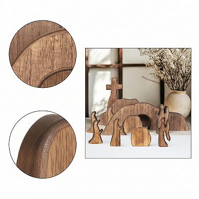 Empty Tomb Scene with Wooden Cross Decoration Set
