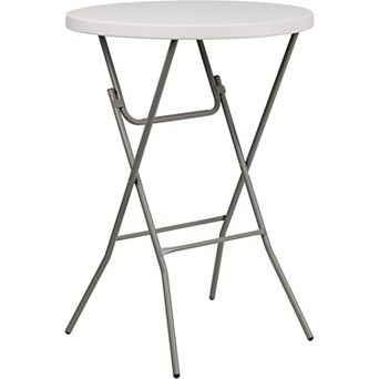 31.5 Inch Round Folding Table, Bar Height White Plastic for Indoor and Outdoor Events