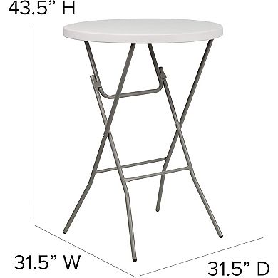 31.5 Inch Round Folding Table, Bar Height White Plastic for Indoor and Outdoor Events