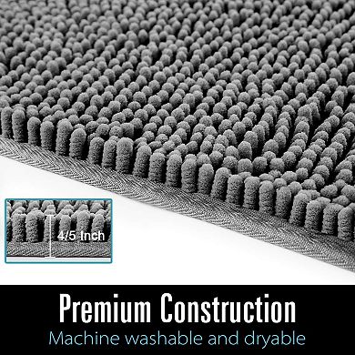 Luxury Bathroom Rug Shaggy Bath Mat 24 x 60 Inch, Soft Plush Chenille Absorbent Carpets Mats