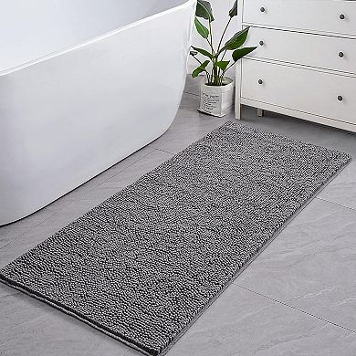 Luxury Bathroom Rug Shaggy Bath Mat 24 x 60 Inch, Soft Plush Chenille Absorbent Carpets Mats
