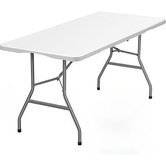 6ft Portable Folding Table, Heavy Duty & Folds in Half for Party, Camping, Indoor and Outdoor Use