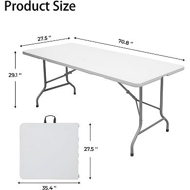 6ft Portable Folding Table, Heavy Duty & Folds in Half for Party, Camping, Indoor and Outdoor Use
