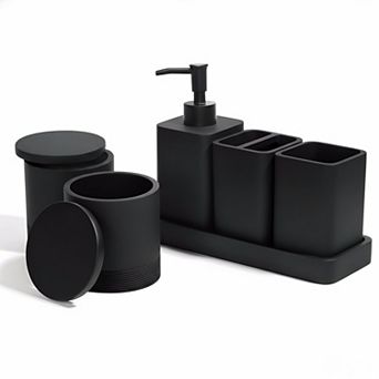 6 pc Bathroom Accessories Set with Toothbrush Holders and Soap Dispenser