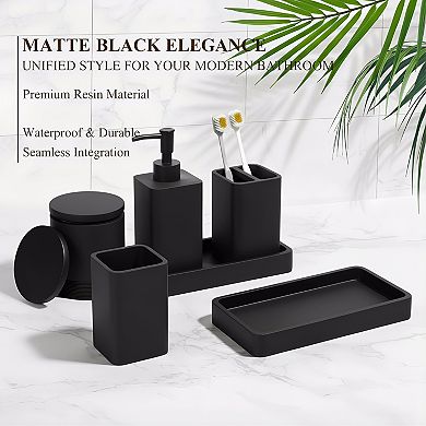 6 Piece Bathroom Accessories Set with Toothbrush Holders and Soap Dispenser