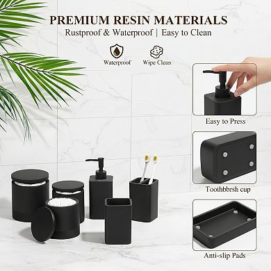 6 Piece Bathroom Accessories Set with Toothbrush Holders and Soap Dispenser