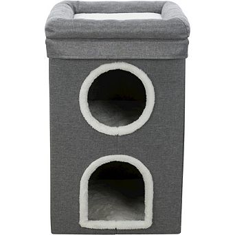 Saul 25" Cat Tower, 2-Story Cat Condo, Sisal Cat Scratcher, Cat Cube