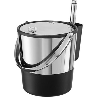 Great Ambitions Insulated Ice Bucket, 4-qt / 3.8 L, Stainless Steel, Black.