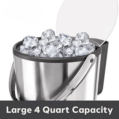 Great Ambitions Insulated Ice Bucket, 4 Quart / 3.8 L, Stainless Steel, Black.