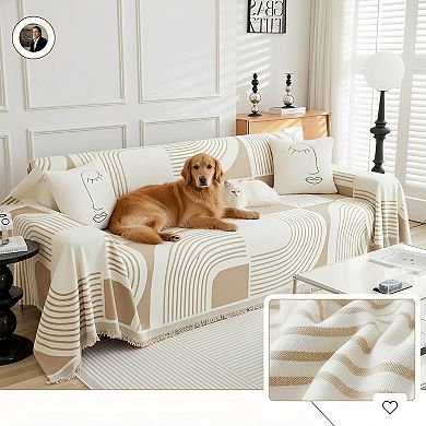Boho Couch Cover Washable Chenille Pet Friendly Design