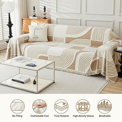 Boho Couch Cover Washable Chenille Pet Friendly Design