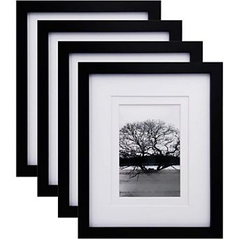 8x10 Picture Frames Set of 4, Made of Solid Wood Covered for Table Top Display and Wall Mounting