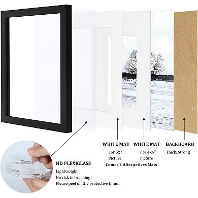 8x10 Picture Frames Set of 4, Made of Solid Wood Covered for Table Top Display and Wall Mounting