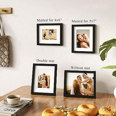 8x10 Picture Frames Set of 4, Made of Solid Wood Covered for Table Top Display and Wall Mounting