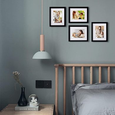 8x10 Picture Frames Set of 4, Made of Solid Wood Covered for Table Top Display and Wall Mounting