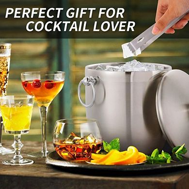 Great Ambitions 3L Stainless Steel Ice Bucket with Lid & Accessories, Keeps Ice Longer