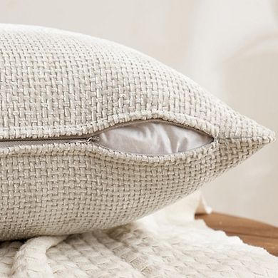 Great Ambitions 4-Pack 20x20" Neutral Chenille Pillow Covers, Farmhouse Boho Decor