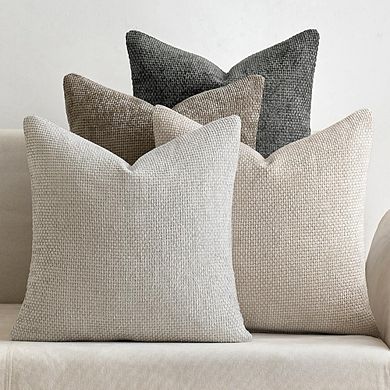 Great Ambitions 4-Pack 20x20" Neutral Chenille Pillow Covers, Farmhouse Boho Decor