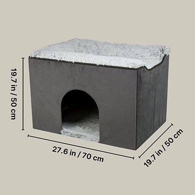 Harvey Velvety Indoor Condo, Foldable Hideaway, for Cats and Small Dogs