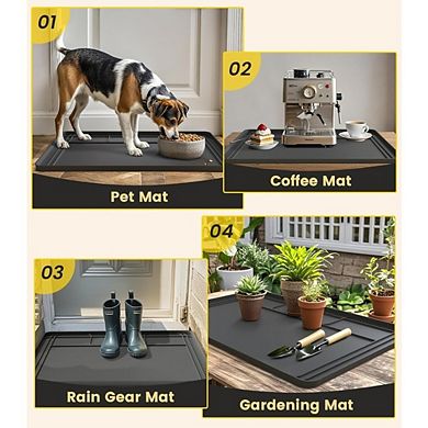 Great Ambitions 34"x22" Waterproof Under Sink Mat, Cut-to-Fit Silicone Drip Tray, Gray