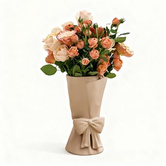 Ceramic Bow Vase 9.64 Inch Decorative Flower Vase for Home Decor