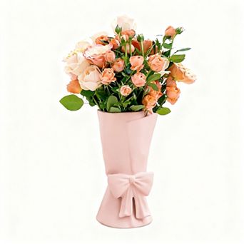Ceramic Bow Vase 9.64 Inch Decorative Flower Vase for Home Decor