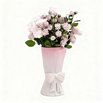 Ceramic Bow Vase 9.64 Inch Decorative Flower Vase for Home Decor