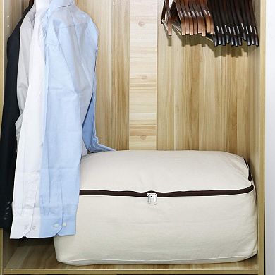 2pcs Canvas Storage Bags 12oz Breathable Foldable Stackable for Beddings Comforters Blankets