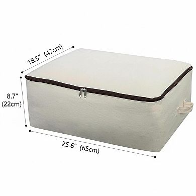 2pcs Canvas Storage Bags 12oz Breathable Foldable Stackable for Beddings Comforters Blankets