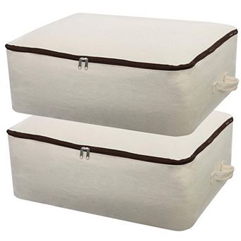 2 pc Canvas Storage Bags 12oz Breathable Foldable Stackable for Beddings Comforters Blankets