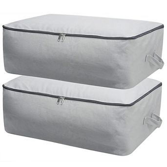 2 pc Canvas Storage Bags 12oz Breathable Foldable Stackable for Beddings Comforters Blankets