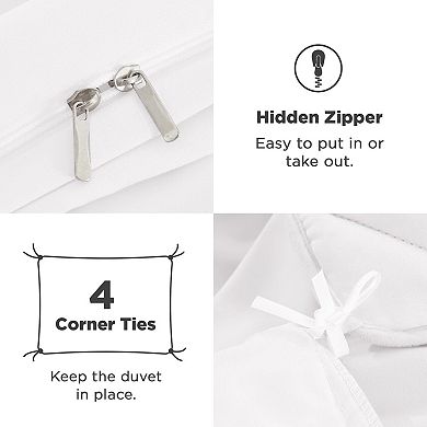 Soft Washed Microfiber Ruffle Duvet Set with Zipper & Corner Ties