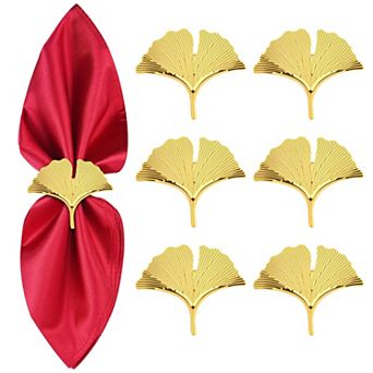 Set Of 6 Ginkgo Leaf Napkin Rings Metal Holder For Dinner Table Wedding Party Holiday Decoration