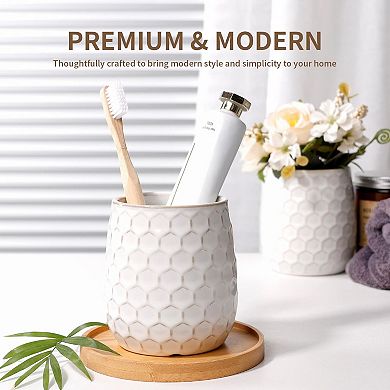 Ceramic Toothbrush Holder Bathroom Countertop Organizer Makeup Brush Cup