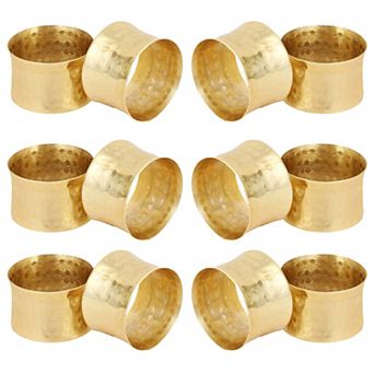 Hammered Gold-Plated Napkin Ring Set of 12 for Christmas, Weddings, and Parties