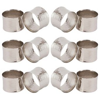 Hammered Gold-Plated Napkin Ring Set of 12 for Christmas, Weddings, and Parties