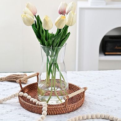 8 Inch Clear Glass Vase for Centerpiece Table Home Decor Modern Boho Style Wedding Housewarming Gift