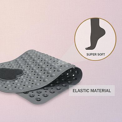Non Slip Bathtub Shower Mat TPE Soft Massage Suction Cups Machine Washable