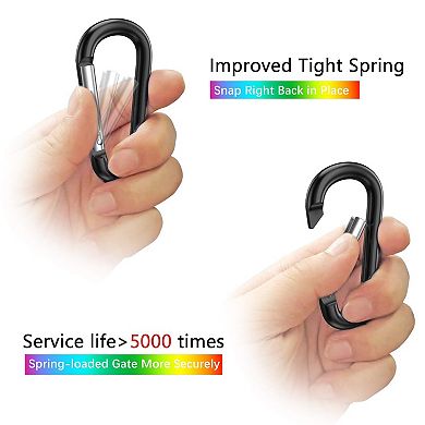 3" Aluminum Carabiner Clips with Steel Rings 10 Set for Backpack Keychain Camping Hiking