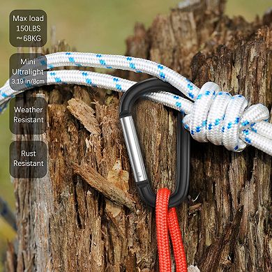 3" Aluminum Carabiner Clips with Steel Rings 10 Set for Backpack Keychain Camping Hiking