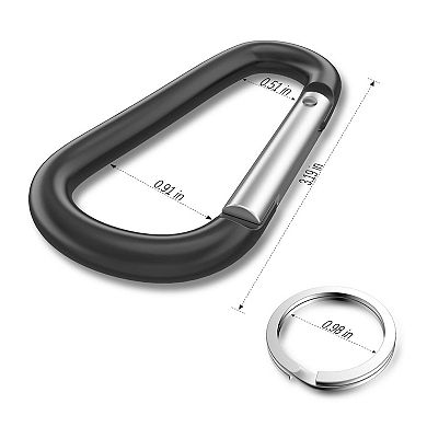 3" Aluminum Carabiner Clips with Steel Rings 10 Set for Backpack Keychain Camping Hiking