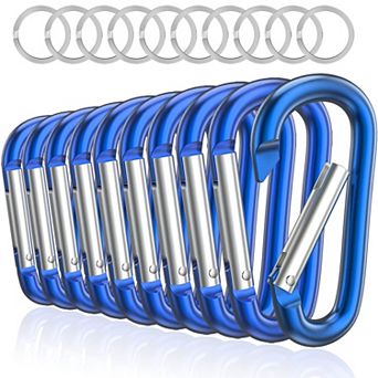 3" Aluminum Carabiner Clips with Steel Rings 10 Set for Backpack Keychain Camping Hiking