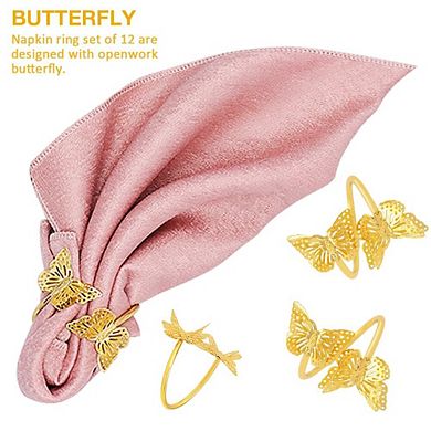 Butterfly Napkin Rings 12pc Metal Spring Wedding Party Festival Table Decor