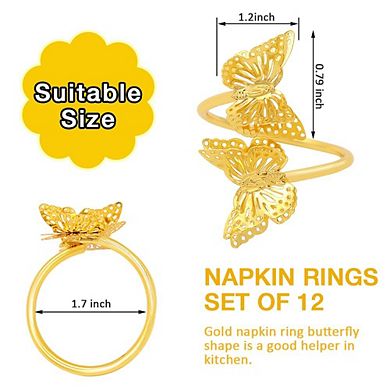 Butterfly Napkin Rings 12pc Metal Spring Wedding Party Festival Table Decor