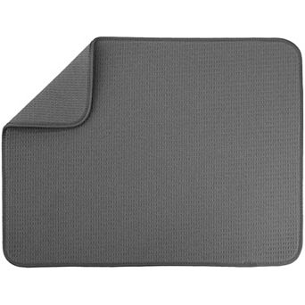 Dish Drying Mat XL 18"x24" Absorbent Microfiber Kitchen Counter Pad for Dishes Pots Pans Charcoal