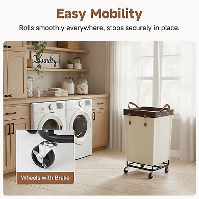 Large Rolling Laundry Basket Hampers with Wheels for Clothing Organizer