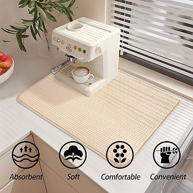 2-piece set of plate drying mats, 24x17 inches, absorbent microfiber kitchen countertop drainage mat