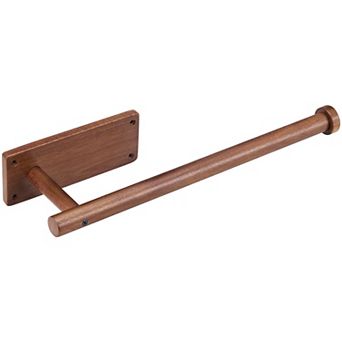 Wooden Paper Towel Holder Wall Mount Adhesive Under Cabinet Kitchen Bathroom Storage