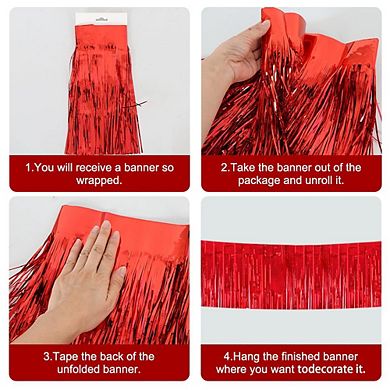 3 Packs Metallic Foil Fringe Garland Tinsel Streamers Party Decoration